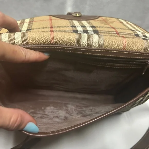 Vintage Burberry Beige and Brown Plaid Crossbody Bag - Picture 10 of 16